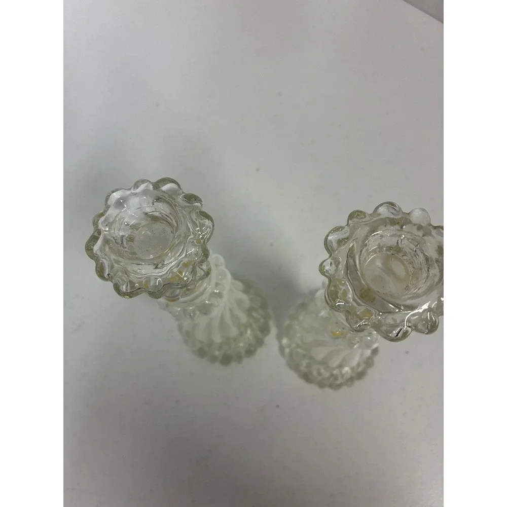 Vintage Avon Opalique Candlestick Sweet Honesty Cologne Glass Bottles Pair 9.5